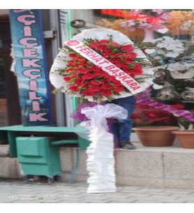 Çelenk Tekli Yapay Beyaz-Kırmızı